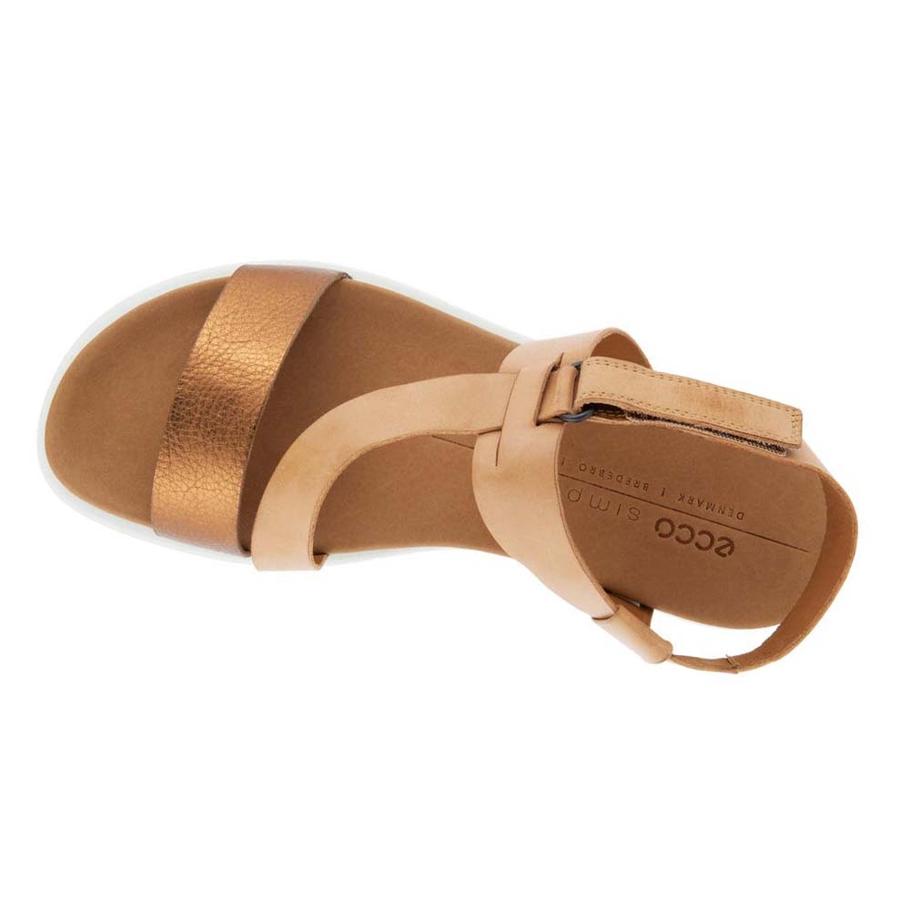 Women's Ecco Simpil Flat Sandals Brown | Canada 192EBC